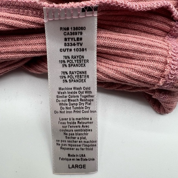 Project Social T Mauve V-neck Ribbed Knit V-neck Top - Large - Picture 6 of 6